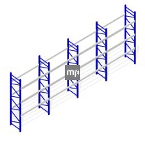 Voordeelrij deels gebruikte Nedcon PR palletstelling 5000x12420x1100mm hxbxd 3niveaus 2600kg/niv